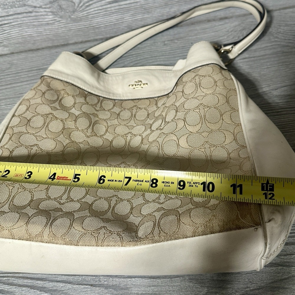 Coach Lexy Hobo Bag Signature Jacquard Fabric & Leather F57612 Chalk White Khaki - Picture 9 of 11
